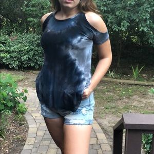 Tie-Dye Cold Shoulder Top